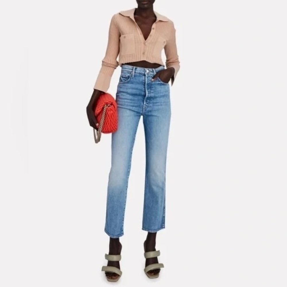 Mother Ultra High Rise Tippy Top Frisky Flood Jeans in Crushing Size 25 NWT